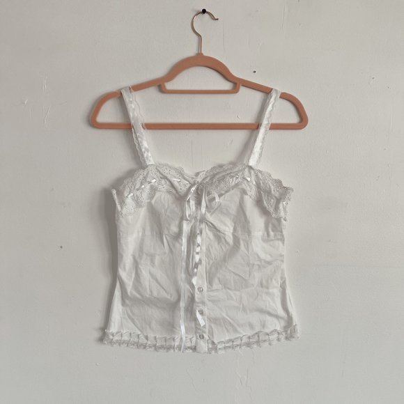 Vintage/Y2K  Boho, Fairycore Delicate White Trendy Top | - Picture 4 of 8